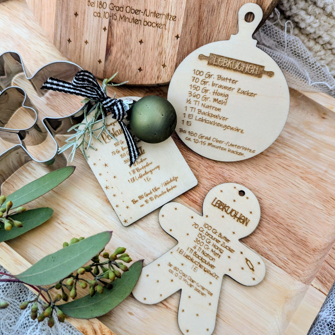 SVG Laserdatei 3 Designs Lebkuchenrezept Lebkuchen Brettchen Dekobrett Küchendeko Weihnachten kleines Mitbringsel SVG Datei Lebkuchenmann – Bild 31