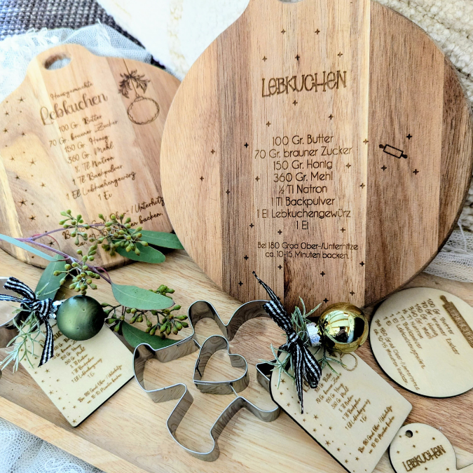 SVG Laserdatei 3 Designs Lebkuchenrezept Lebkuchen Brettchen Dekobrett Küchendeko Weihnachten kleines Mitbringsel SVG Datei Lebkuchenmann – Bild 32