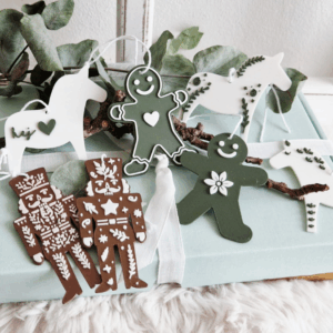 STL 3D Druck Datei 8 Designs Anhänger Dalapferd, Nussknacker, Lebkuchenmann Geschenkanhänger Baumanhänger Skandi 3D-Datei 3D-Druck Vorlage