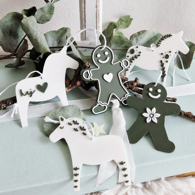 STL 3D Druck Datei 8 Designs Anhänger Dalapferd, Nussknacker, Lebkuchenmann Geschenkanhänger Baumanhänger Skandi 3D-Datei 3D-Druck Vorlage – Bild 8