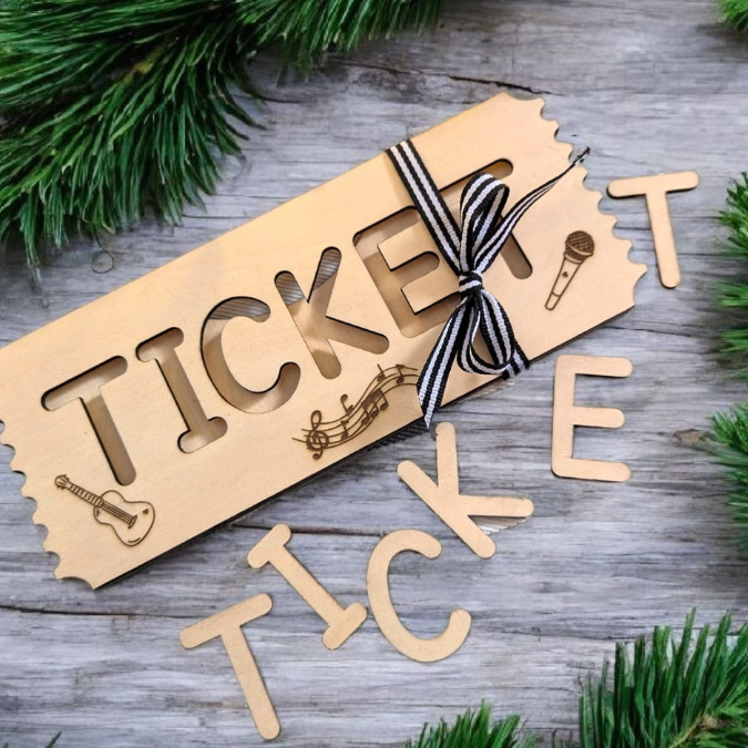 SVG Laser Datei Verpackung für Konzerttickets Tickets Konzertkarten Musik Festival Geschenkidee Weihnachtsgeschenk personalisierbar Konzert – Bild 5