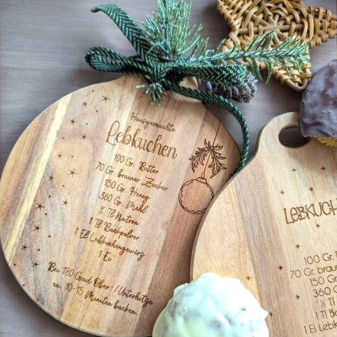SVG Laserdatei 3 Designs Lebkuchenrezept Lebkuchen Brettchen Dekobrett Küchendeko Weihnachten kleines Mitbringsel SVG Datei Lebkuchenmann – Bild 25