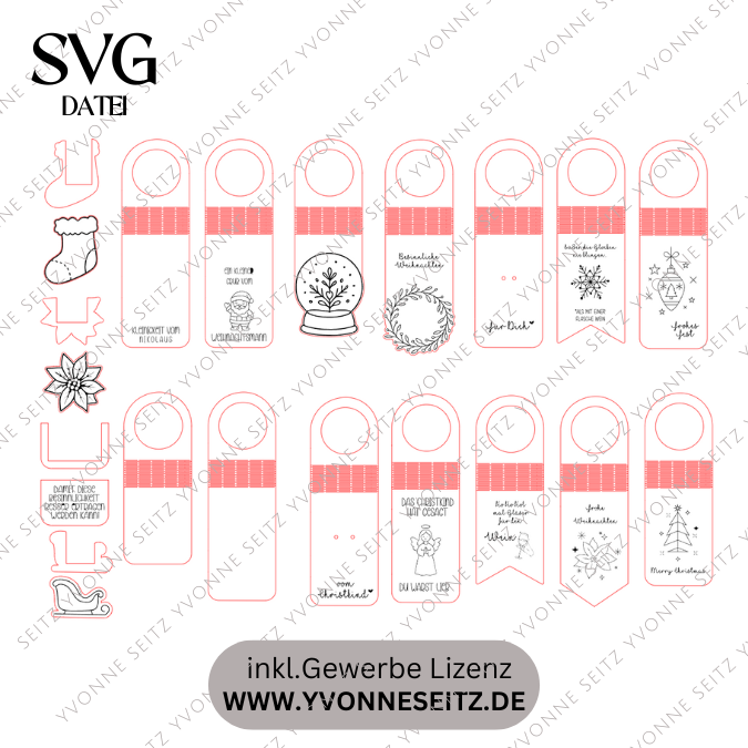 SVG Laserdatei Weihnachten 14 Designs Flaschenanhänger Weinflaschen Anhänger Weinflaschenanhänger Flexwood Flexibles Holz SVG Datei Nikolaus Christkind – Bild 2