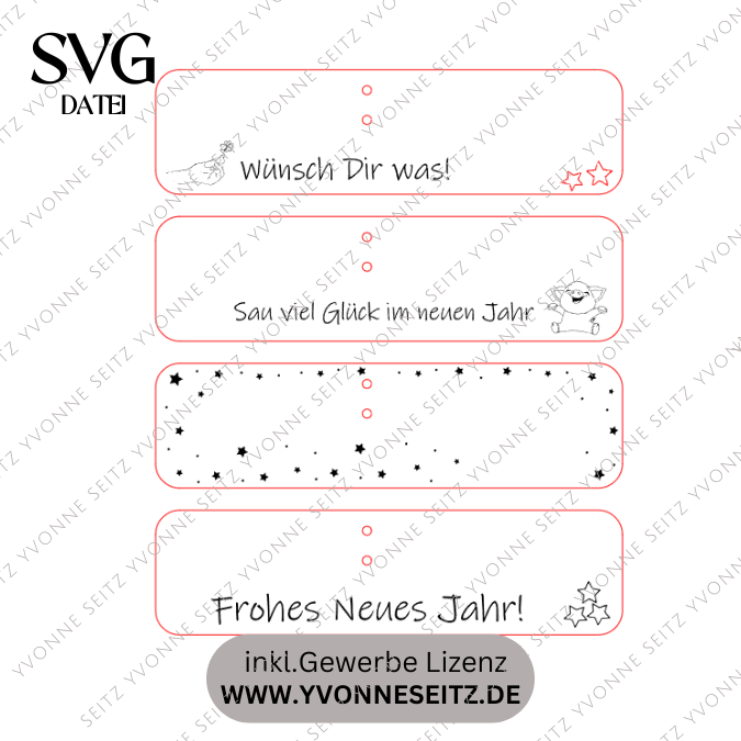 SVG Laserdatei Halter für Kerzen Silvesterkerzen Silvester Neujahr Jahreswechsel Kerzen Happy New Year personalisierbar 4 Designs SVG Datei – Bild 2