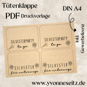 Tütenklappe Verschluss PRINT Druckvorlage PDF Verpackung für Kleinigkeiten - Silvester to go - Printable PDF Datei zum selber drucken