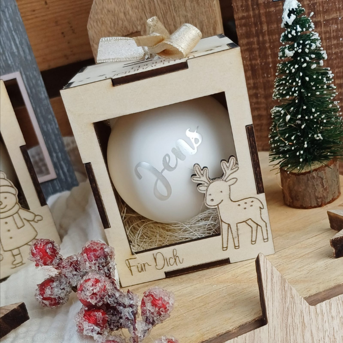 3mm Kugelbox für 6cm Kugeln SVG Datei Verpackung für Christbaumkugeln 9 Designs inkl. Anhänger Laserdatei Weihnachten Weihnachtskugel Skandi – Bild 19