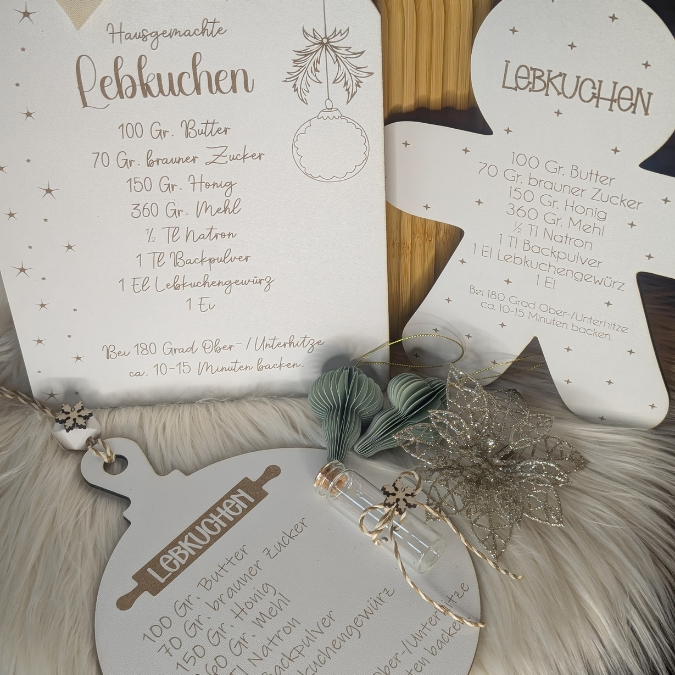 SVG Laserdatei 3 Designs Lebkuchenrezept Lebkuchen Brettchen Dekobrett Küchendeko Weihnachten kleines Mitbringsel SVG Datei Lebkuchenmann – Bild 22