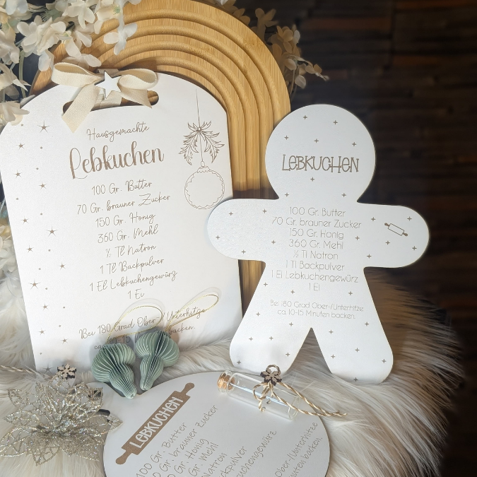 SVG Laserdatei 3 Designs Lebkuchenrezept Lebkuchen Brettchen Dekobrett Küchendeko Weihnachten kleines Mitbringsel SVG Datei Lebkuchenmann – Bild 21