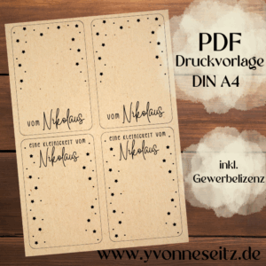 PRINT DRUCKVORLAGE PDF Verpackung Kleinigkeiten Geschenkkarte 2 Designs Vom Nikolaus Weihnachten in der Tüte Printable zum ausdrucken