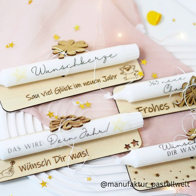 SVG Laserdatei Halter für Kerzen Silvesterkerzen Silvester Neujahr Jahreswechsel Kerzen Happy New Year personalisierbar 4 Designs SVG Datei – Bild 13