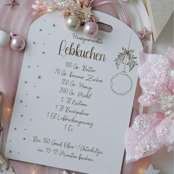 SVG Laserdatei 3 Designs Lebkuchenrezept Lebkuchen Brettchen Dekobrett Küchendeko Weihnachten kleines Mitbringsel SVG Datei Lebkuchenmann – Bild 6