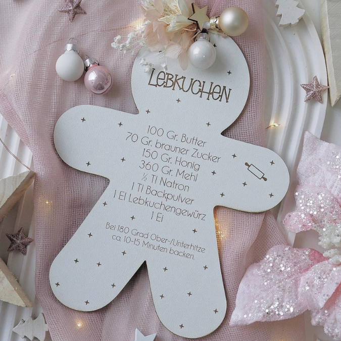 SVG Laserdatei 3 Designs Lebkuchenrezept Lebkuchen Brettchen Dekobrett Küchendeko Weihnachten kleines Mitbringsel SVG Datei Lebkuchenmann – Bild 8