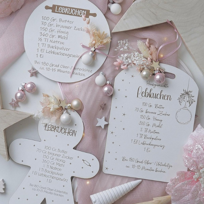 SVG Laserdatei 3 Designs Lebkuchenrezept Lebkuchen Brettchen Dekobrett Küchendeko Weihnachten kleines Mitbringsel SVG Datei Lebkuchenmann – Bild 9