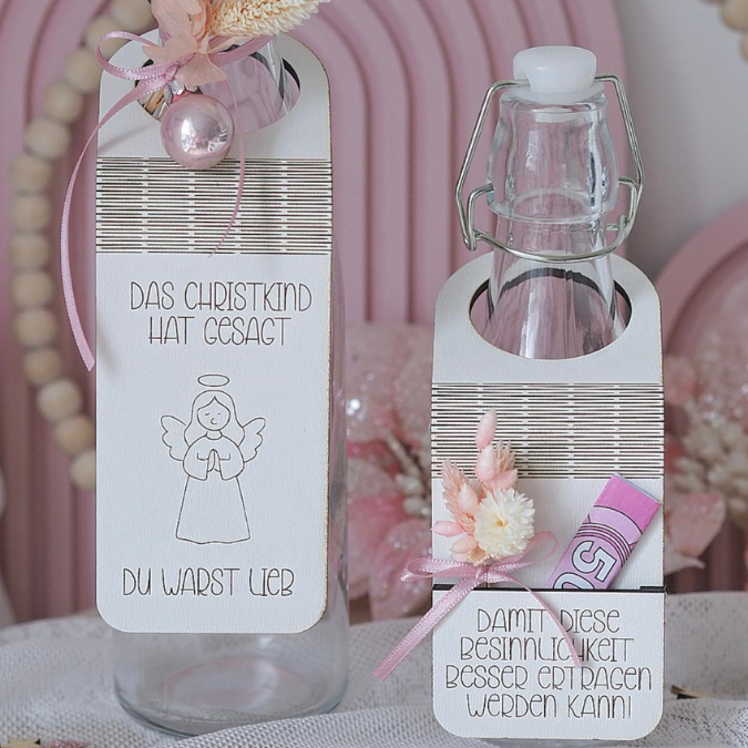 14 Designs SVG Laserdatei Weihnachten Flaschenanhänger Weinflaschen Anhänger Weinflaschenanhänger Flexwood Flexibles Holz SVG Datei Nikolaus Christkind – Bild 9