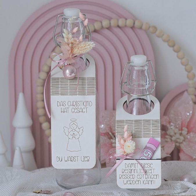 14 Designs SVG Laserdatei Weihnachten Flaschenanhänger Weinflaschen Anhänger Weinflaschenanhänger Flexwood Flexibles Holz SVG Datei Nikolaus Christkind – Bild 3