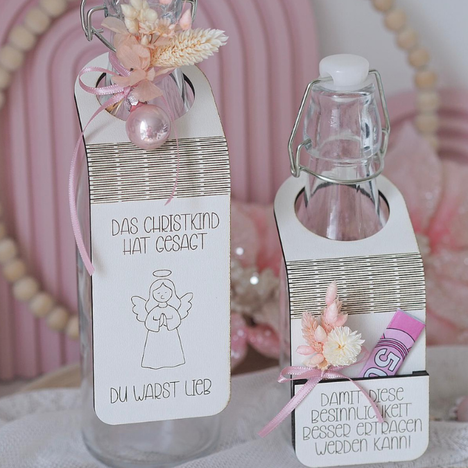 14 Designs SVG Laserdatei Weihnachten Flaschenanhänger Weinflaschen Anhänger Weinflaschenanhänger Flexwood Flexibles Holz SVG Datei Nikolaus Christkind – Bild 4