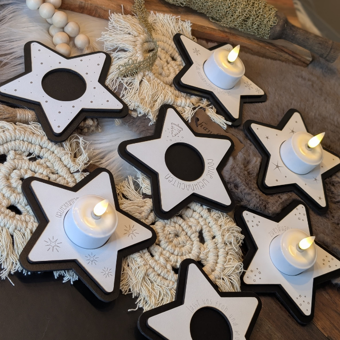 SVG Laserdatei 8 Designs LED Teelichthalter Sterne Kerzenständer Lichtdatei Stern Weihnachten Mitbringsel Skandi Scandichristmas SVG-Datei – Bild 25