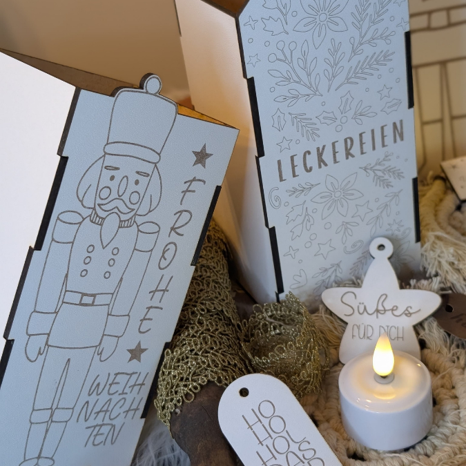 3mm 4mm SVG Laserdatei Weihnachts Geschenkbox Nussknacker Box für Flaschen oder Süßigkeiten Kiste inkl Geschenkanhänger Geschenkidee Weihnachten Winter – Bild 23