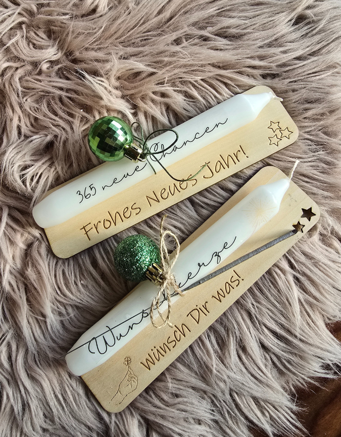 SVG Laserdatei Halter für Kerzen Silvesterkerzen Silvester Neujahr Jahreswechsel Kerzen Happy New Year personalisierbar 4 Designs SVG Datei – Bild 8