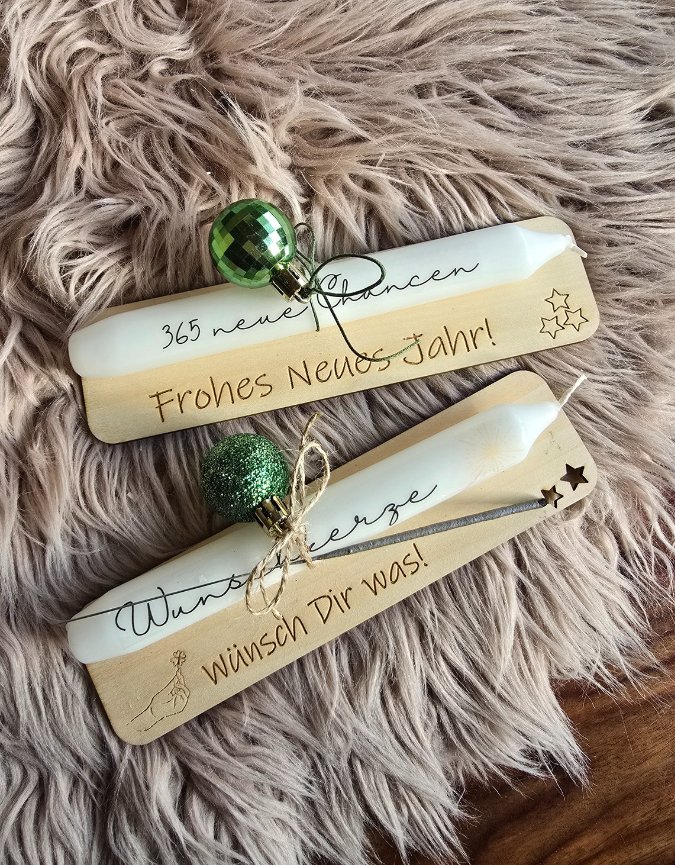 SVG Laserdatei Halter für Kerzen Silvesterkerzen Silvester Neujahr Jahreswechsel Kerzen Happy New Year personalisierbar 4 Designs SVG Datei – Bild 6