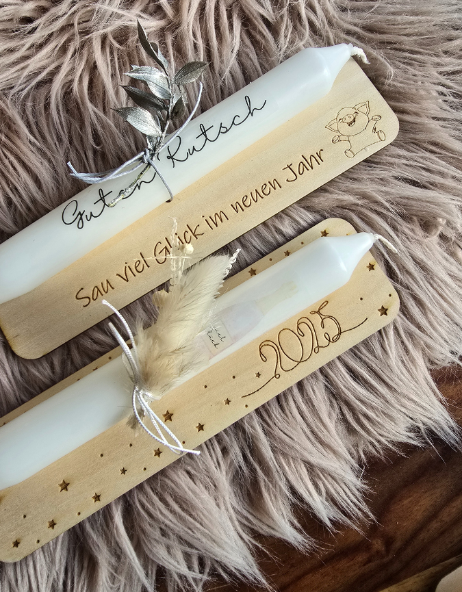 SVG Laserdatei Halter für Kerzen Silvesterkerzen Silvester Neujahr Jahreswechsel Kerzen Happy New Year personalisierbar 4 Designs SVG Datei – Bild 7