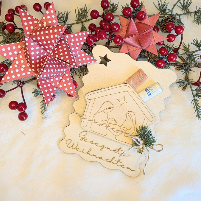 SVG Datei Verschiedene Designs Laserdatei Karten für Gutscheine Geld Blumen Weihnachten Nikolaus Christkind Geldgeschenk Verpackung Geld – Bild 21