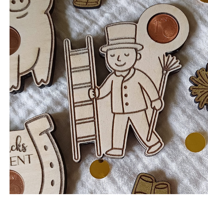 SVG Laserdatei Glückscent Halter für Centstücke 4 designs Glückspfennig Silvester Glück Glücksbringer Mitbringsel Silvester Neujahr Datei – Bild 15