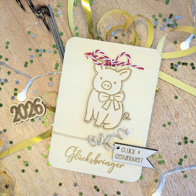 SVG Laserdatei Glücksbringer Anhänger und Karten Glücksschwein Silvester Glück Mitbringsel Silvester Neujahr Datei 2026 2027 2028 – Bild 21