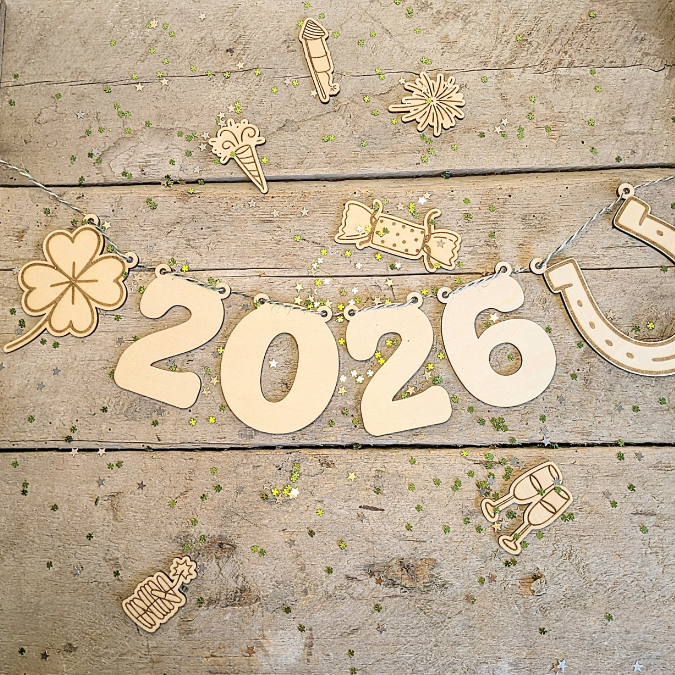 SVG Laserdatei Silvester Deko Partydeko Girlande zum aufhängen Kleeblatt Hufeiesen Silvesterdekoration Neujahr Jahreswechsel Datei – Bild 10