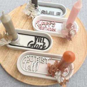 SVG Laserdatei 12 Designs Einleger für kleines ovales Deko Tablett Geburtstag Happy Moments Du bist toll Geschenkidee Mitbringsel SVG Datei