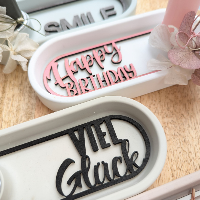 SVG Laserdatei 12 Designs Einleger für kleines ovales Deko Tablett Geburtstag Happy Moments Du bist toll Geschenkidee Mitbringsel SVG Datei – Bild 5