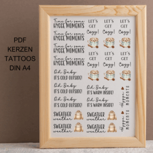 Cozy Moments Herbst Winter Hygge Hyggelig PDF Kerzen Tattoo Vorlage A4 Kerzentattoos zum selber drucken Kerzensticker DIGITALE DATEI