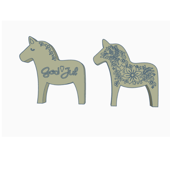 STL 3D Druck Datei Winter Skandi Dala in 2 Designs Scandi christmas Weihnachten 3D-Druck Winterdeko Dalapferd Dalas Floral zum Aufstellen – Bild 2