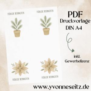 Postkarten Druckvorlage 2 Designs Fröhliche Weihnachten PDF Karte Geschenkkarte Printable Postkarte