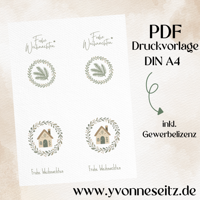 Postkarten Druckvorlage 2 Designs Frohe Weihnachten PDF Karte Geschenkkarte Printable Postkarte Skandi Haus Winter Weihnachtskarte