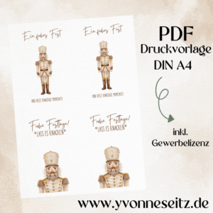 Postkarten Druckvorlage 2 Designs Frohes Fest Weihnachten Nussknacker Frohe Festtage PDF Karte Geschenkkarte Printable Postkarte