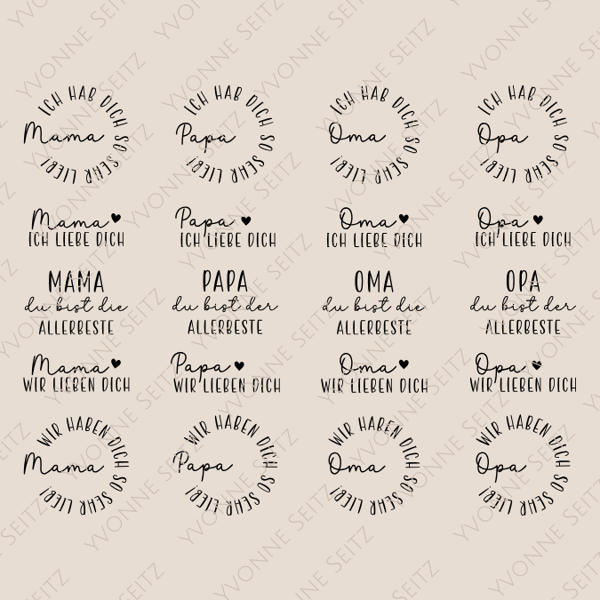 SVG Laser Datei Gravur Bundle Mama Papa Oma Opa Muttertag Vatertag Weihnachten Ostern Schlüsselanhänger Laserdatei Plotterdatei
