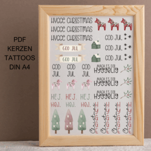 Skandi Christmas Dala PDF Kerzen Tattoo Vorlage A4 Kerzentattoos zum selber drucken Kerzensticker DIGITALE DATEI Hygge Kerzen Dalas Skandi