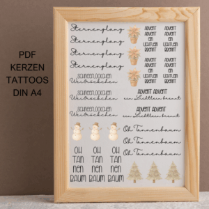 Advent Winter Weihnachten Sternenglanz Tannenbaum PDF Kerzen Tattoo Vorlage A4 Kerzentattoos zum selber drucken Kerzensticker DIGITALE DATEI