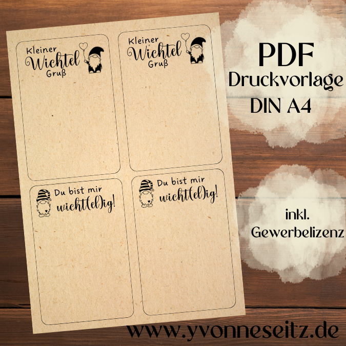 PRINT DRUCKVORLAGE PDF Verpackung Geschenkkarte 2 Designs in der Tüte Wichtel Printable zum ausdrucken Inlay wichtelig wichtelgruß