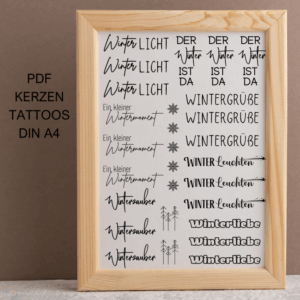 Winter Winterlicht sw schwarz weiss PDF Kerzen Tattoo Vorlage A4 Kerzentattoos zum selber drucken Kerzensticker DIGITALE DATEI