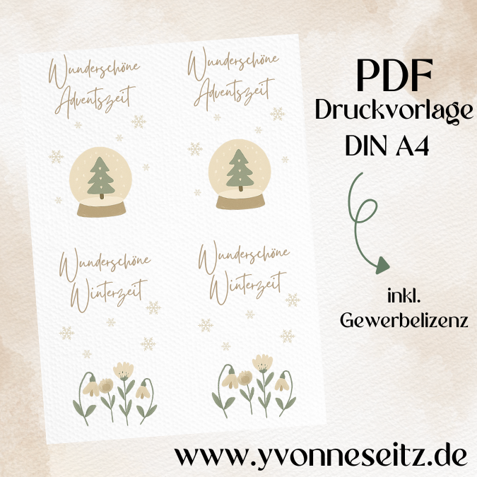 Postkarten Druckvorlage 2 Designs Wunderschöne Winterzeit Adventszeit PDF Karte Geschenkkarte Printable Postkarte Skandi Weihnachtskarte