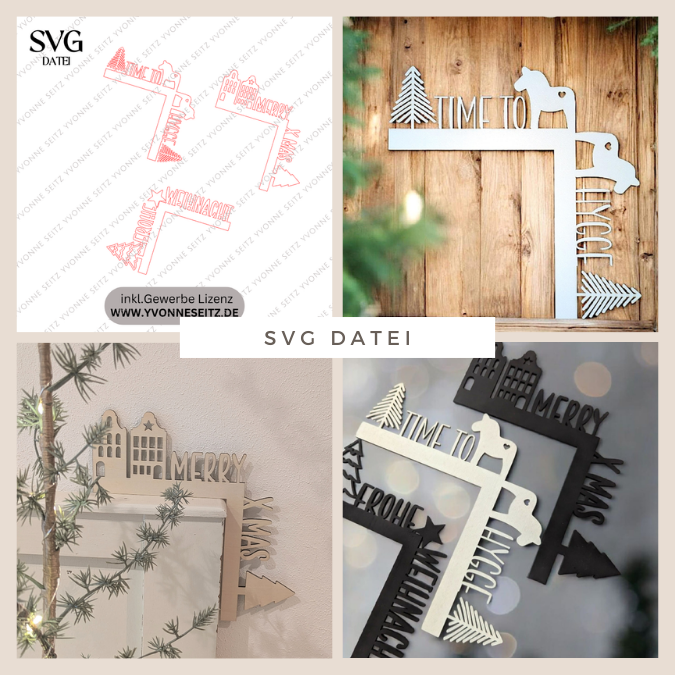SVG Laserdatei 3 Designs Türrahmen Kanten Weihnachtsdeko Hygge Dala Weihnachten Türdeko Tür Türkante Wohnzimmer hyggelig Winter SVG Datei