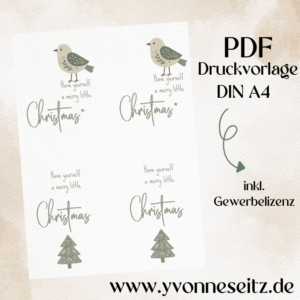 Postkarten Druckvorlage 2 Designs Have yourself a merry little christmas PDF Karte Geschenkkarte Printable Postkarte