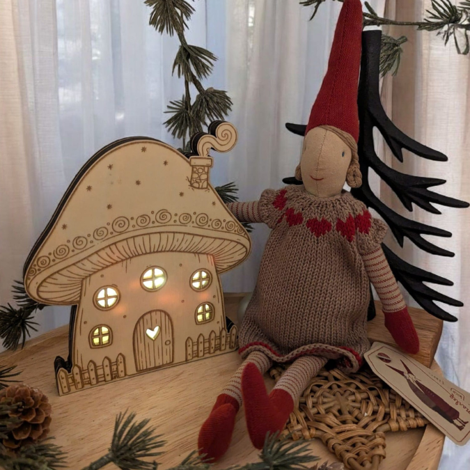 SVG Laser Datei Wichtelhaus zum beleuchten Wichtel Weihnachten Weihnachtswichtel Pilzhaus Feenhaus Wichtelidee Skandi Elfenhaus Kinder – Bild 3