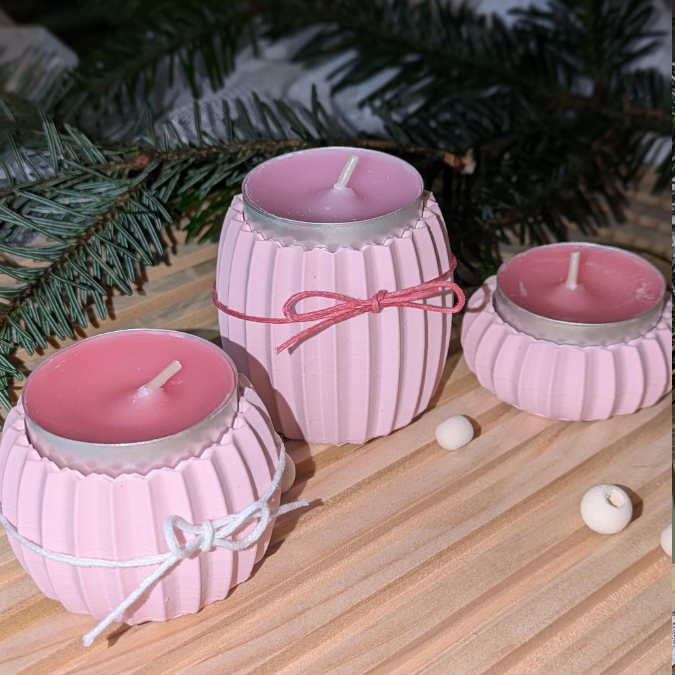 STL 3D Druck Datei LED Teelichthalter 3er Set Deko Ständer Teelichter Kerzenhalter 3D-Datei 3D-Druck Vorlage Rillen – Bild 6