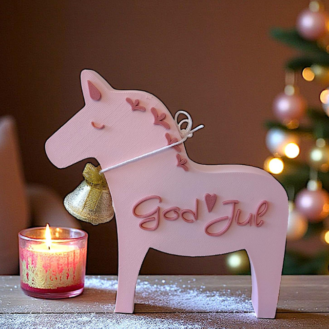 STL 3D Druck Datei Winter Skandi Dala in 2 Designs Scandi christmas Weihnachten 3D-Druck Winterdeko Dalapferd Dalas Floral zum Aufstellen – Bild 3