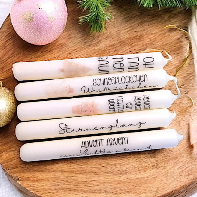 Advent Winter Weihnachten Sternenglanz Tannenbaum PDF Kerzen Tattoo Vorlage A4 Kerzentattoos zum selber drucken Kerzensticker DIGITALE DATEI – Bild 2