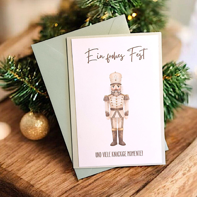 Postkarten Druckvorlage 2 Designs Frohes Fest Weihnachten Nussknacker Frohe Festtage PDF Karte Geschenkkarte Printable Postkarte – Bild 4