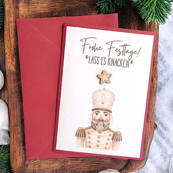 Postkarten Druckvorlage 2 Designs Frohes Fest Weihnachten Nussknacker Frohe Festtage PDF Karte Geschenkkarte Printable Postkarte – Bild 3